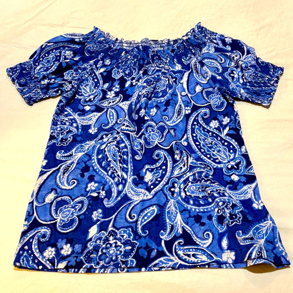 Cute blue and white paisley cotton Ralph Lauren top, PS